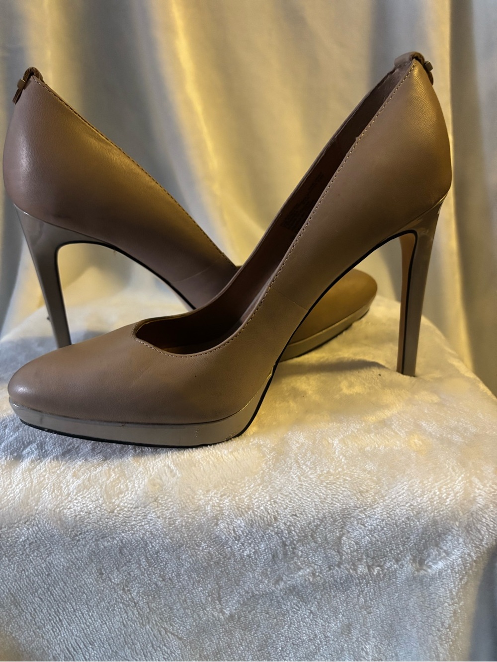 Calvin Klein Taupe Leather Stiletto Pumps